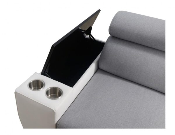 Detail of integrated storage and cup holders on MODIVO I MAXI corner sofa