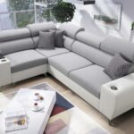 MODIVO II corner sofa, modern design with adjustable headrests.