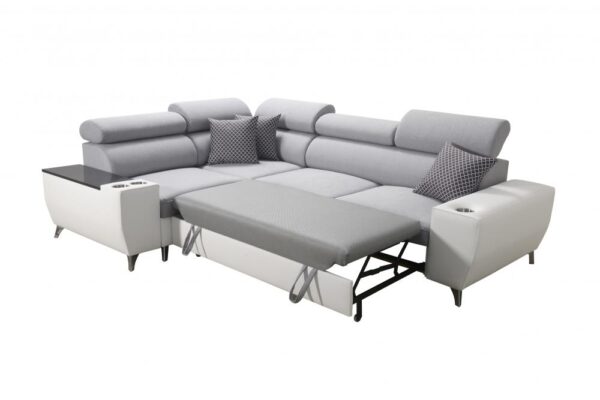 MODIVO II sofa displaying its adjustable headrest mechanism.