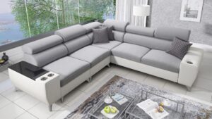 MODIVO III corner sofa with adjustable headrests and storage