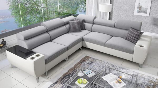 MODIVO III corner sofa with adjustable headrests and storage