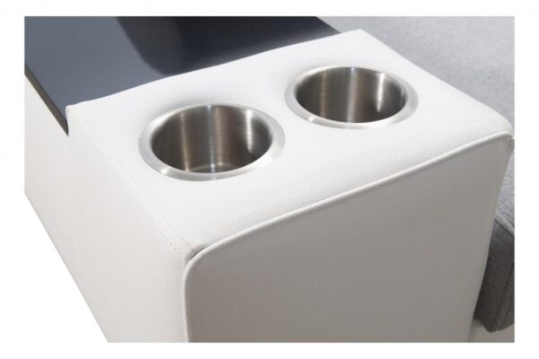 Close-up of MODIVO sofa's wooden feet and sturdy base.