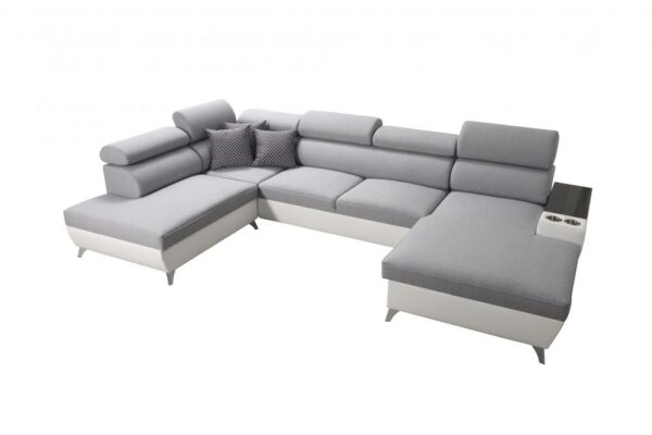 Close-up of MODIVO VI corner sofa showing adjustable headrest