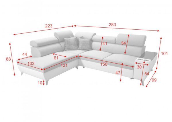 MODIVO VII sofa's wooden and laminate shelf finish options