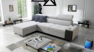 Luxurious Morena I Maxi corner sofa with adjustable headrests.