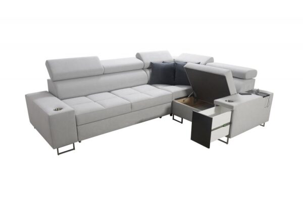 Morena II sofa's pull-out sleeping function for comfortable bed conversion.
