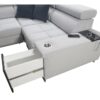 Morena II corner sofa showing opening bar and cup holder feature.