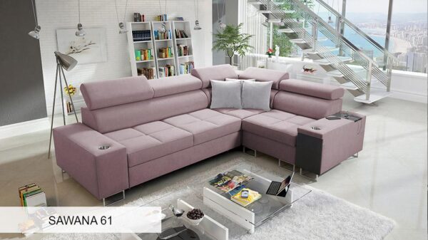 View of Morena II sofa from an elevated angle, showing room placement.