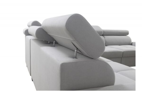 Open storage compartment of the MORENA III corner sofa
