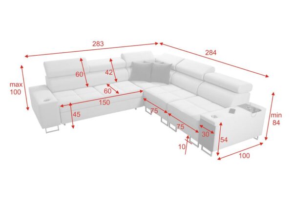 Customizable wooden rear feet options for MORENA III sofa