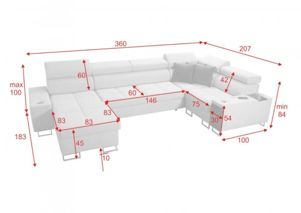 Functional Morena IV Maxi corner sofa with sleep function partially extended.
