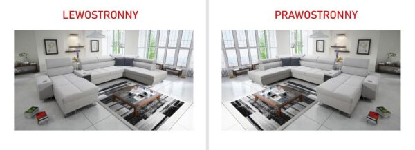 Morena V corner sofa, close-up of the metal front feet.