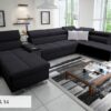 Morena V corner sofa, options for shelf finishes, wood.