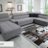 Morena V sofa, options for shelf finishes, laminate.