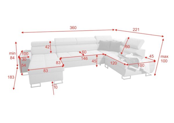 MORENA VI sofa's unique design and high-quality fabric texture.