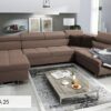 Various leg options for MORENA VI corner sofa, chrome and wood.