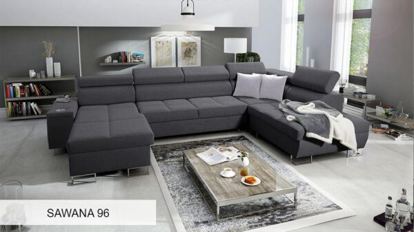 Selection of premium fabrics for MORENA VI corner sofa upholstery.