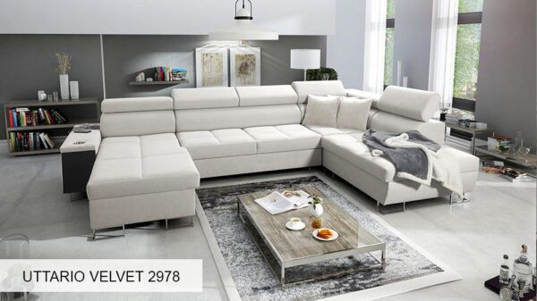 Dimensions diagram for the MORENA VI corner sofa.