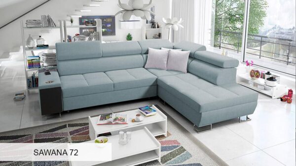 Morena VII sofa with chrome metal feet option
