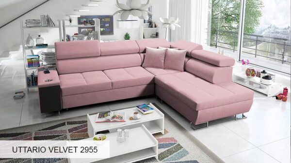 Morena VII sofa with integrated silver cup holder