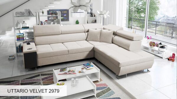 Morena VII sofa with wenge silver laminate shelf