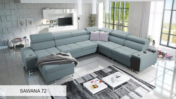 Integrated silver cup holder detail on MORENA VIII corner sofa