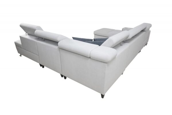 MORENA X corner sofa showing adjustable headrest mechanism