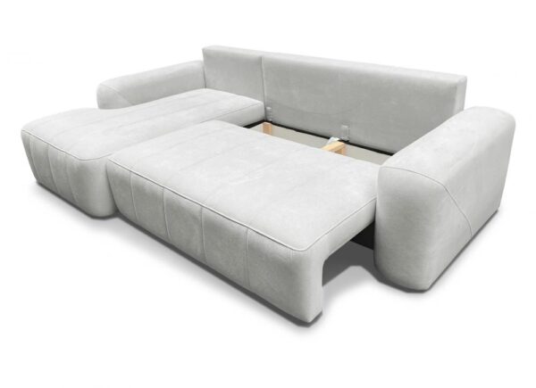 NOVELO I sofa with integrated storage compartment revealed