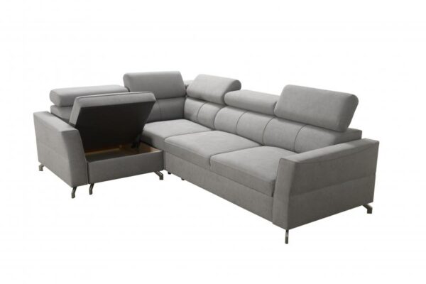 VENETO II corner sofa with adjustable headrests in extended position