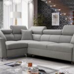 VENETO II corner sofa in modern grey fabric, living room setting