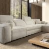 VITO XII corner sofa in modern grey fabric, front view