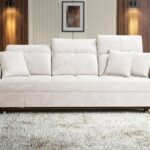 Inez sofa in grey fabric with adjustable headrests