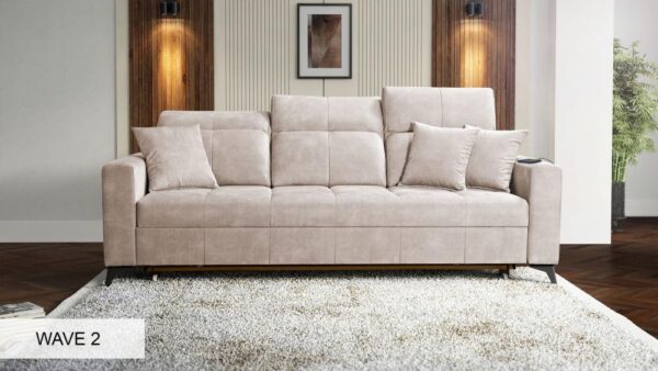 Inez sofa's chrome metal front feet detail