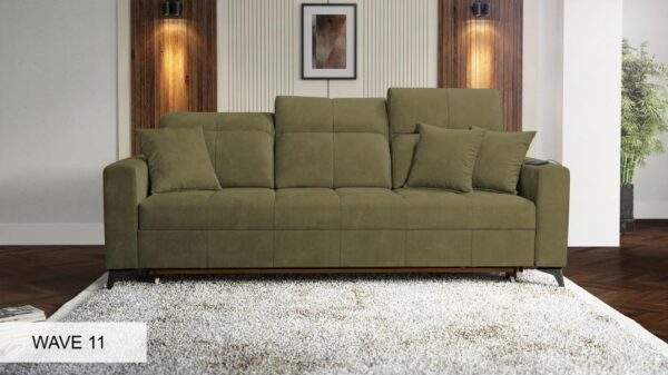 Adjustable headrest mechanism of the Inez sofa