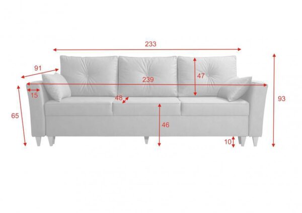 TORSTEN sofa with decorative throw pillows and wooden legs.