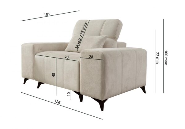 DAFNE Armchair, side angle, plush upholstery, elegant feet