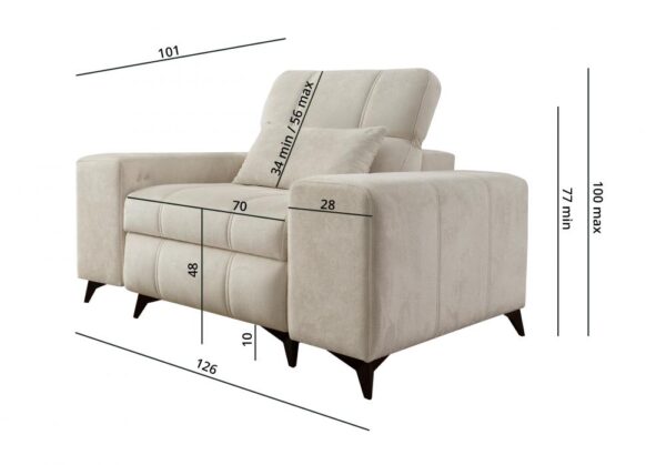 DAFNE MIX armchair, compact front view, ideal for modern living rooms