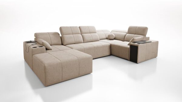 Mindy IV L-shaped sofa showcasing adjustable headrests