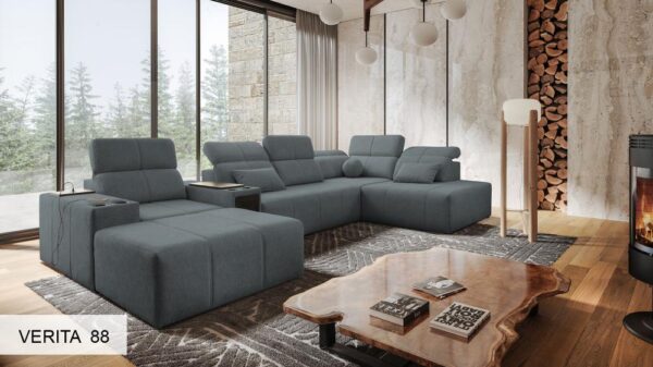 Mindy V Corner Sofa blueprint showing full functional features