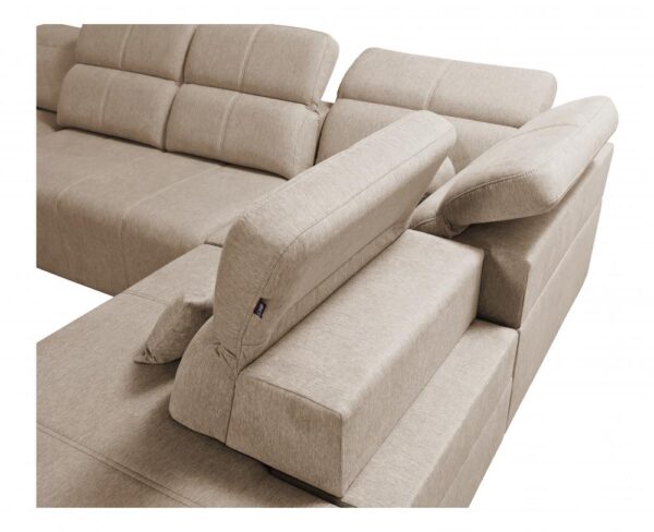 Mindy V Corner Sofa showing elegant back view, freestanding
