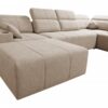 Side profile of Mindy VI corner sofa, detailing its contemporary armrest design.