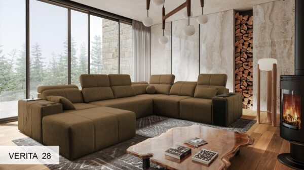 Mindy VIII sofa displaying its freestanding design and fabric texture