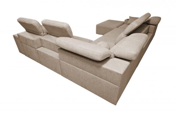 Mindy VIII corner sofa with bedding storage open, revealing ample space