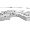 Mindy X corner sofa, showing three integrated storage compartments
