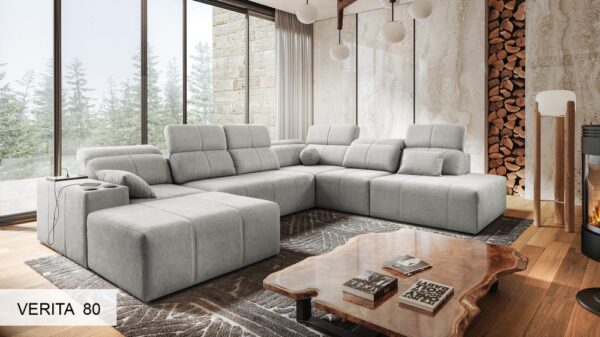 Mindy X corner sofa, ergonomic design with headrest adjustability