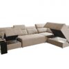 Mindy XI sofa in neutral fabric, showcasing functional features