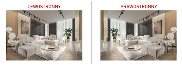 Elegant RAVELLO VI corner sofa showing its profile and comfortable backrests.