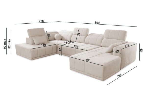 Detailed view of the RAVELLO VI's side armrest and clean design lines.