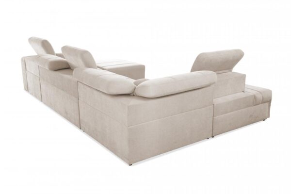 RAVELLO VI sofa with chaise longue extended, perfect for relaxation or napping.