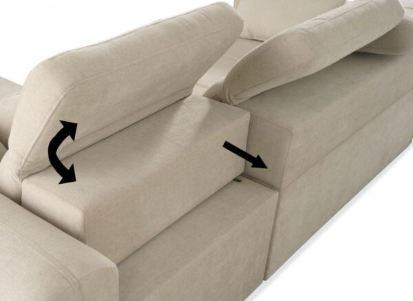 RAVELLO VI corner sofa with sleeping function fully deployed, offering a large bed.